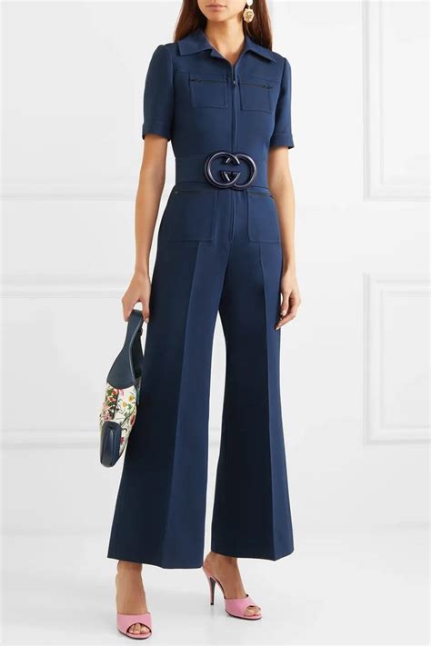 GUCCI Wool silk belted jumpsuit .